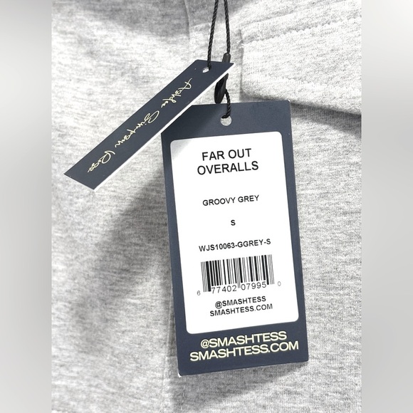 NWT Smash + Tess X Ashlee Simpson Far Out Overalls Groovy Grey Wide Leg Small - Picture 6 of 11